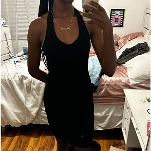Black halter top dress
